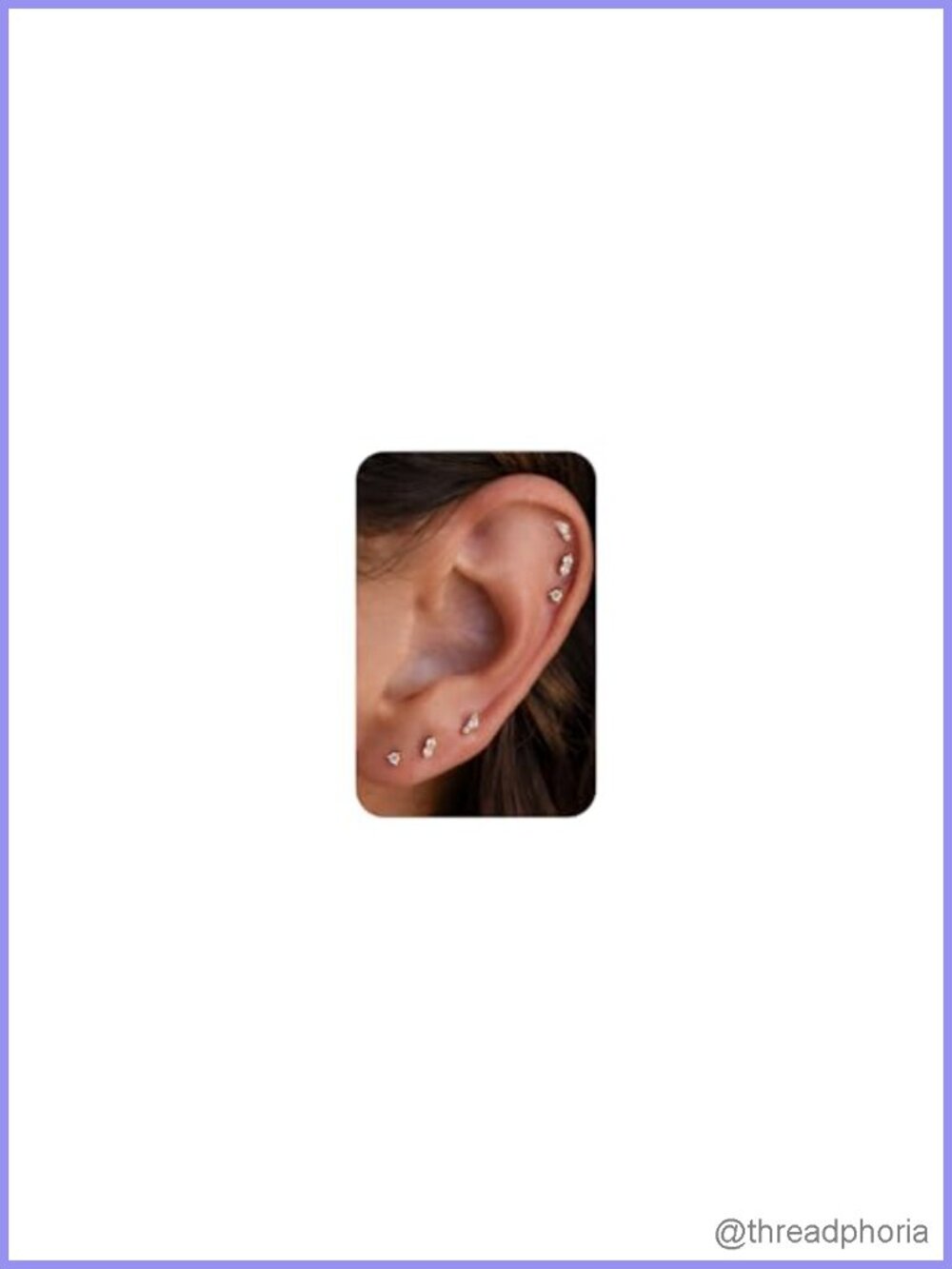 6 Pc Flat Back Stud Earrings 14K Gold Plated Nickel Free Women